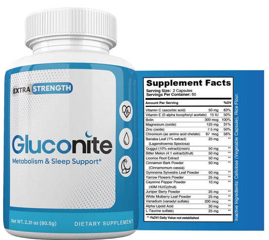 GlucoNite Metabolism & Sleep Support - Now Available In Capsules - 60 Capsules