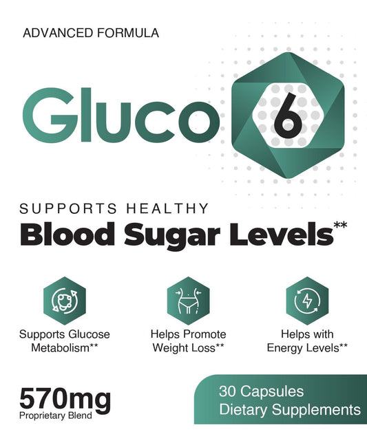 Gluco 6 Blood Support Supplement - Genuine 30 Capsules With Sukre and Theacrine